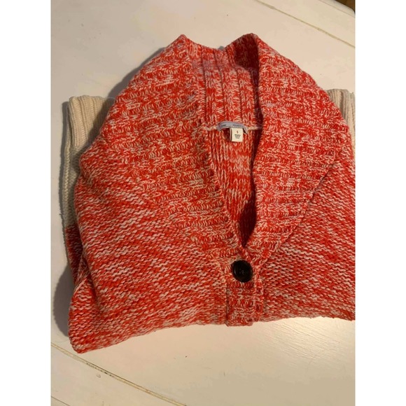 GAP Marled Orange Cream Shawl Collar Wool Blend Cottagecore Cardigan Sweater Sm - Picture 3 of 9